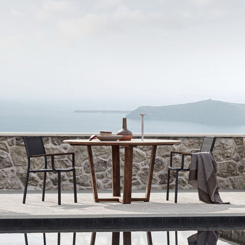 Contemporary dining table - DESERT - Atmosphera - teak / teak base / round