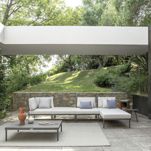 Contemporary coffee table - FLASH - Atmosphera - tempered glass / stone / aluminum base