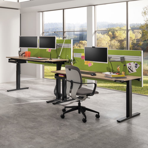 Desk mounted office divider - WINEA SINUS - WINI Büromöbel Georg Schmidt GmbH & Co. KG - in acoustic fabric / glass / aluminum