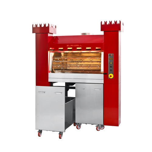 Wood-burning rotisserie - TORRE 84/P - ELANGRILL - charcoal / mobile / four-spindle
