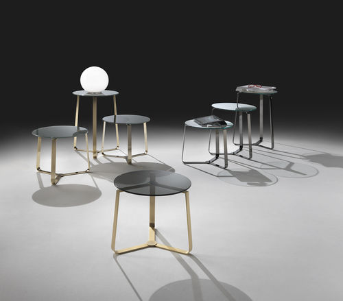 Contemporary side table - BASKET - ORSENIGO - tempered glass / marble / steel base