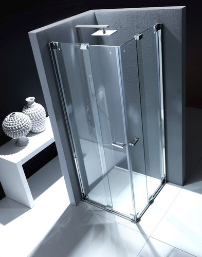 Folding shower screen - NUBIAN: NS2 - Bianchi & Fontana - corner / tempered glass