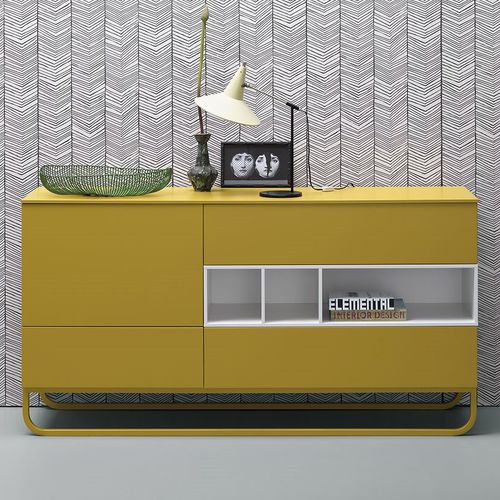 Contemporary sideboard - CONCILIO - md house - lacquered wood / yellow