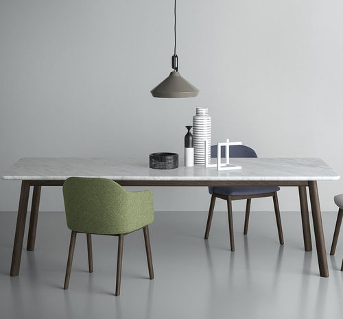 Contemporary table - GINGER - md house - walnut / ash / marble