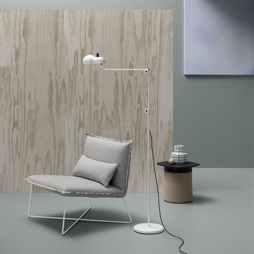 Contemporary fireside chair - LIBRO - md house - leather / fabric / lacquered metal