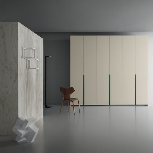 Contemporary wardrobe - SINGLE - md house - lacquered wood / ash / with swing doors