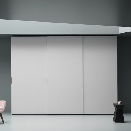 Contemporary wardrobe - LISCIA - md house - lacquered wood / ash / sliding door