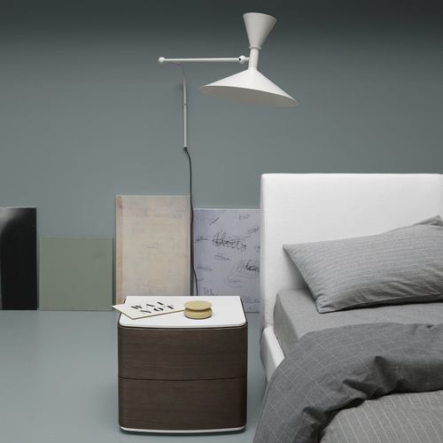 Contemporary bedside table - ASTRID - md house - lacquered wood / ash / rectangular