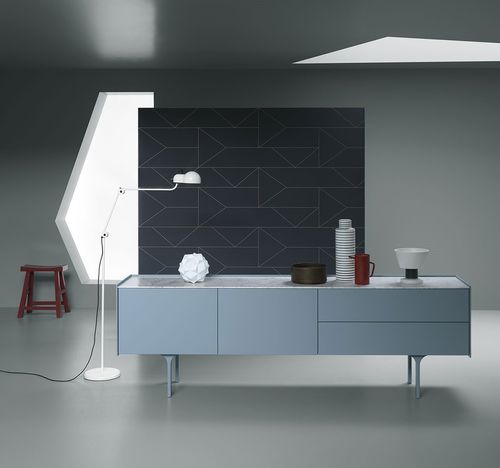 Contemporary sideboard - DAM - md house - lacquered wood / blue