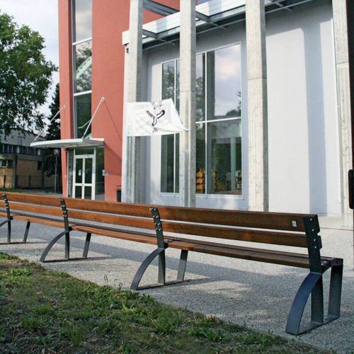 Contemporary public bench - VEGA - Calzolari - steel / pine / exotic wood