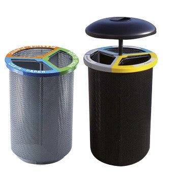 Public trash can - Calzolari - recycling / metal / with built-in ashtray