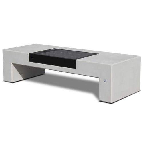 Contemporary public bench - SOLARIS SMART - Calzolari - engineered stone / without backrest / without armrests