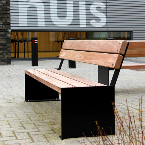 Contemporary public bench - CENTAURE - Calzolari - galvanised steel / powder-coated steel / pine