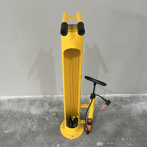Steel bike repair station - Magnum - ALOES RED - with tool kit / inflation pump / for public space