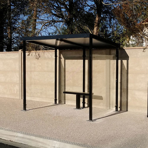 Wooden bus shelter - Medium - ALOES RED - metal / polycarbonate / PMMA