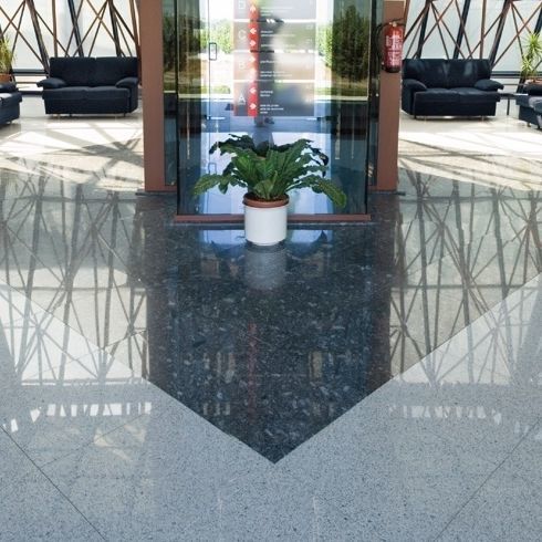 Granite raised access floor - GRIS PARGA - ACCESS FLOOR POLYGROUP - steel / galvanised steel / cement