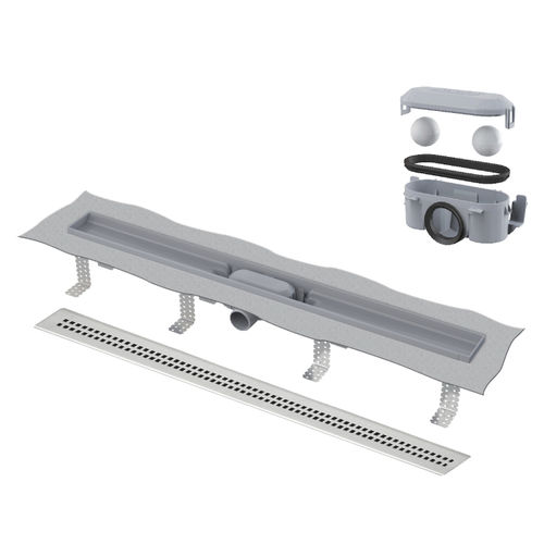 Drainage channel with grating - PP - eterno ivica - polypropylene / metal grate / for shower