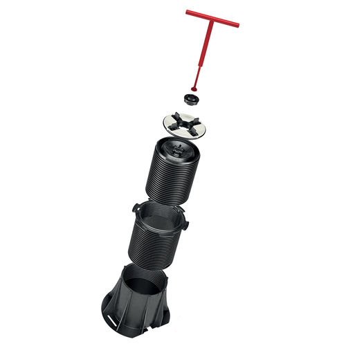 Polypropylene raised floor pedestal - eterno ivica - aluminium / high-resistance / adjustable