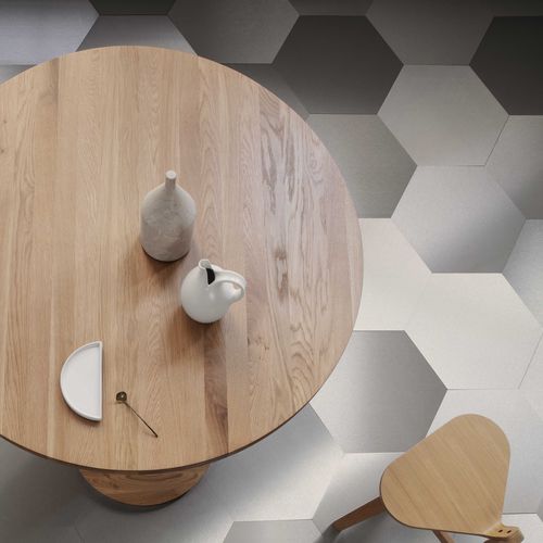 Steel hexagonal tile - SILVERY COLLECTION - BRUSHED STEEL - Planium - high-gloss / matte finish / indoor