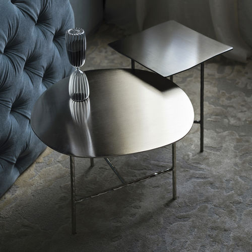Contemporary coffee table - XXX - OPINION CIATTI - steel / wrought iron base / round
