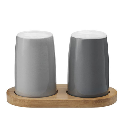 Stoneware salt and pepper shaker - EMMA - STELTON - bamboo / for domestic use
