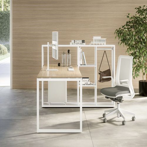 Workstation desk - FRAMEWORK 2.0 - Fantoni - with post / 2 person / 4 ...