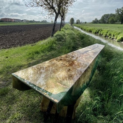Original design table - MADRE - ANTICO TRENTINO DI LUCIO SRL - wooden / marble / resin