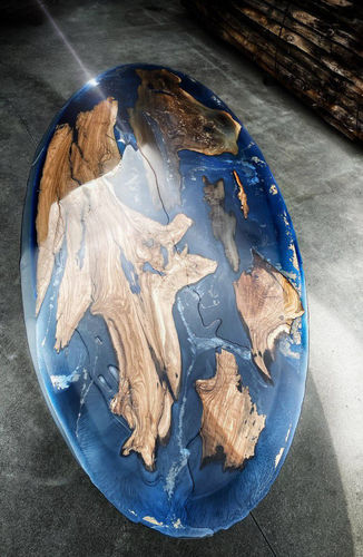 Original design table - ARCADIA - ANTICO TRENTINO DI LUCIO SRL - wooden / marble / resin