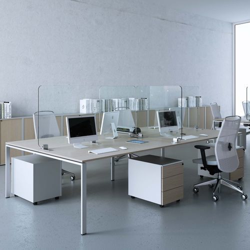 Desk mounted office divider glass / Plexiglas® / anticontagion