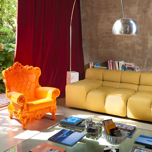 New Baroque design armchair - LITTLE QUEEN OF LOVE - SLIDE - polyethylene / orange / garden