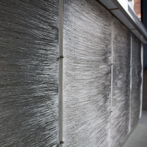 Stainless steel woven wire fabric - FREE WAVE - MC&I - brass / copper / for facade