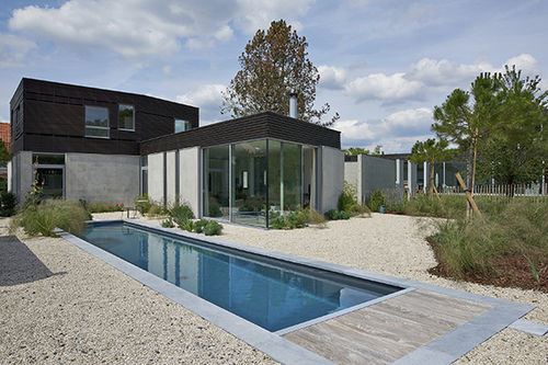 Outdoor swimming pool - HAUTS DE FRANCE 59 - PISCINES CARRE BLEU - semi-inground / mineral stone