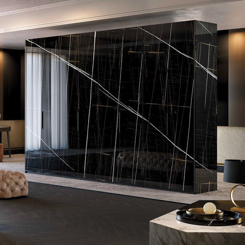 Contemporary wardrobe - GLASS - Olivieri - glossy lacquered wood / glass / anodized aluminum