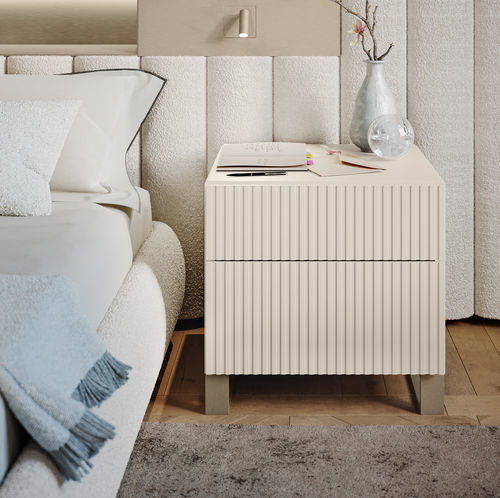 Contemporary bedside table - AQUA  - Olivieri - wooden / lacquered wood base / metal base