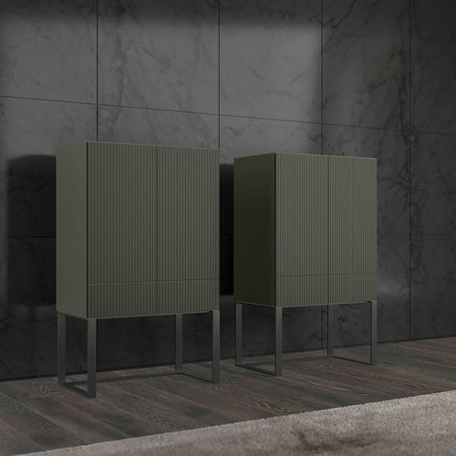 Contemporary bar cabinet - AQUA  - Olivieri - lacquered wood / glass / metal