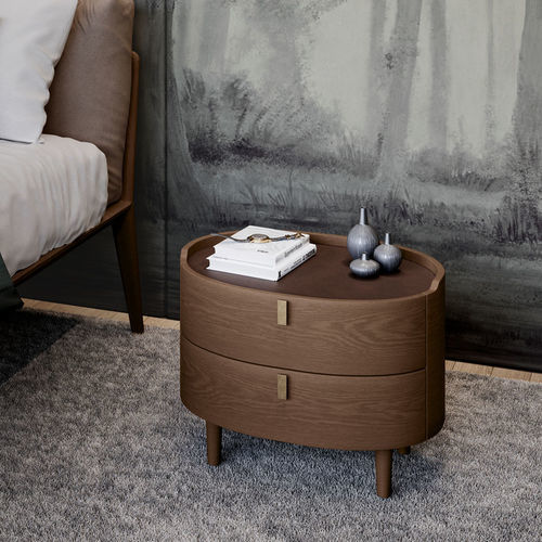 Contemporary bedside table - KALE - Olivieri - oak / bronze / marble