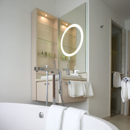 Wall-mounted bathroom mirror - 65.721.00 - Baulmann Leuchten - contemporary / square / white