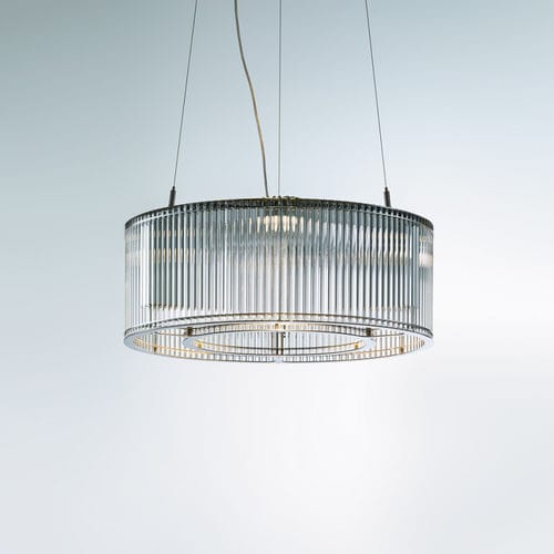 Contemporary chandelier - STILIO UNO 550 - Licht im Raum Dinnebier - glass / stainless steel / commercial