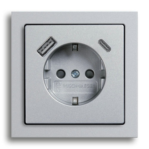 Power socket - SCHUKO® - BUSCH-JAEGER - USB / wall-mounted / surface-mount