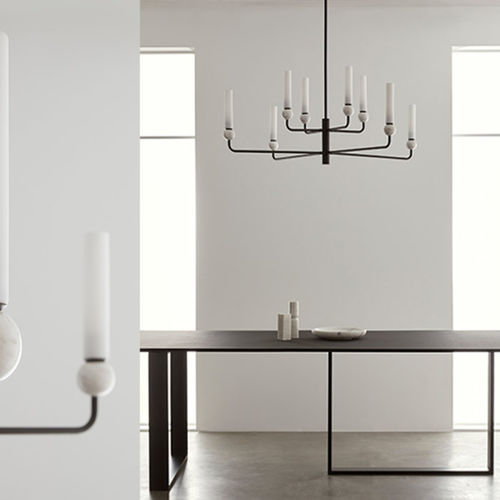Contemporary chandelier - DELIE - Aromas del Campo - blown glass / steel / marble