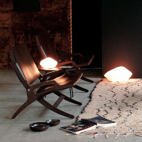 Portable lamp - STONE OF GLASS - Oluce - blown glass / Murano glass / original design