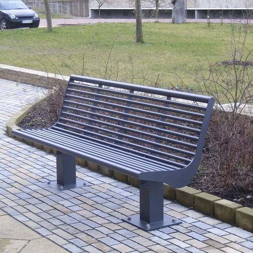 Contemporary public bench - LAURA   - LEIPZIGER LEUCHTEN - stainless steel / with backrest
