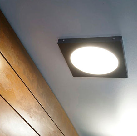 Contemporary ceiling light - ANGOLARE QR - LECCOR Leuchten GmbH - round / square / stainless steel