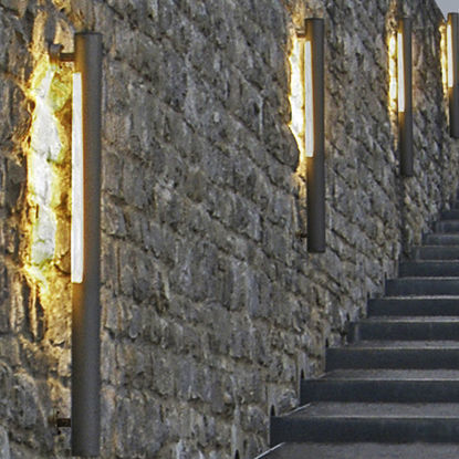 Contemporary wall light - FIACCOLA TYPE 111 - LECCOR Leuchten GmbH - outdoor / stainless steel / glass