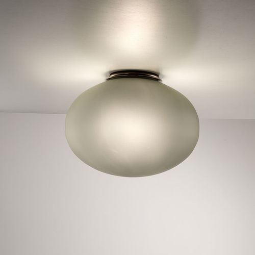Contemporary ceiling light - BOLLA - Siru Lighting - oval / blown glass / smoked glass