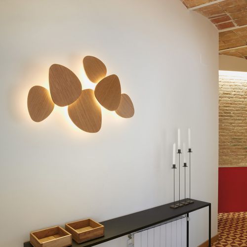 Contemporary wall light - TRIA SET 6 - BOVER Barcelona - indoor / oak / fixed