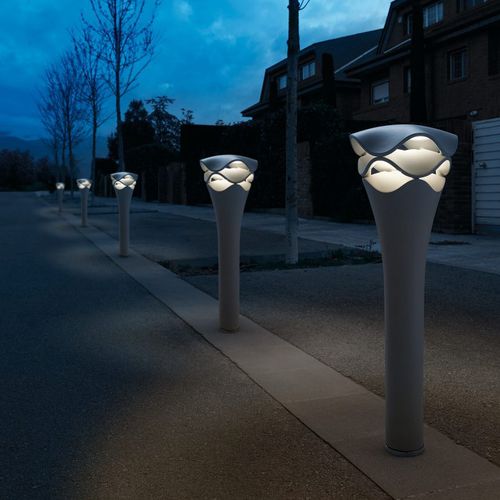Public space bollard light - CORNET B/77 - BOVER Barcelona - contemporary / aluminum / stainless steel