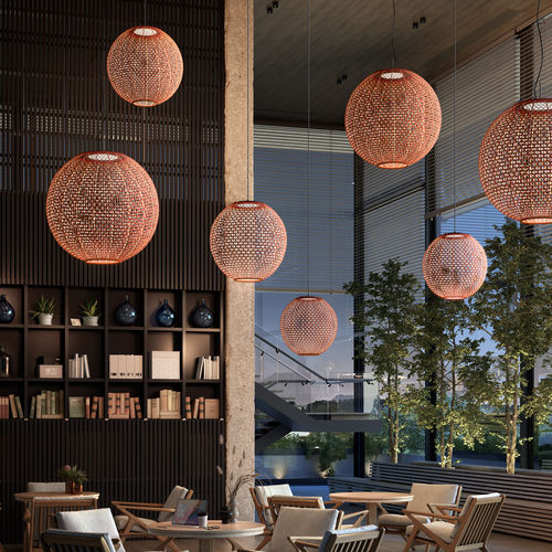 Pendant lamp - NANS S/60 - BOVER Barcelona - aluminum / stainless steel / synthetic fiber