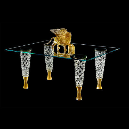 Original design dining table - TBL/1/CRI - Arte di Murano - Murano glass / glass base / rectangular