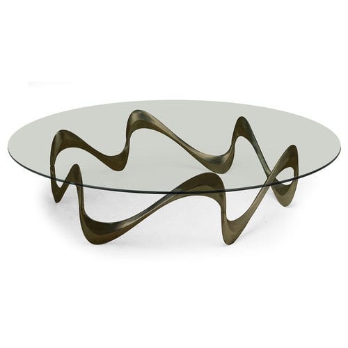 Traditional coffee table - 76-0299 PARISIAN GRAFFITI - Christopher Guy - tempered glass / cast aluminum base / round